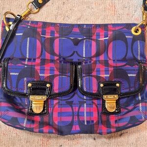 Coach Tartan Shoulder Bag - Blue and Pink